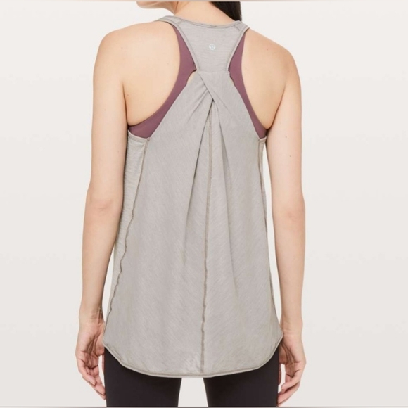 Lululemon Essential Tank Heathered Dark Chrome Size 4 Activewear Racerback Gym - Picture 2 of 13